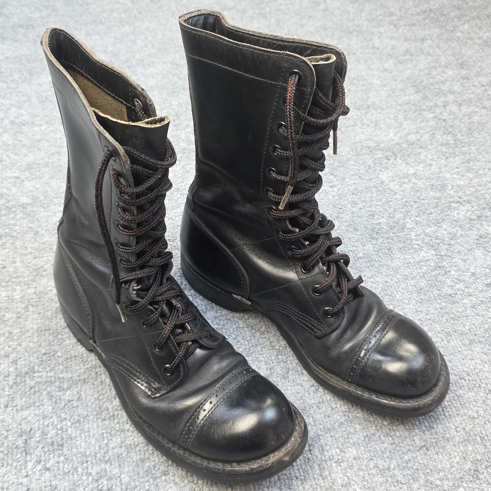 Vintage Black Leather Corcoran Jump, Combat, Army Boots Men's Size 8.5 Narrow